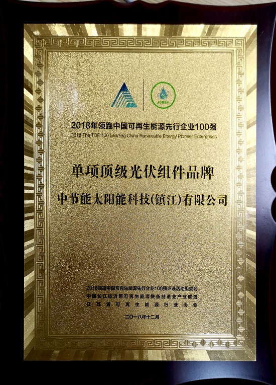 2018年領(lǐng)跑者中國(guó)可再生能源先行企業(yè)100強(qiáng)-單項(xiàng)頂級(jí)光伏組件品牌